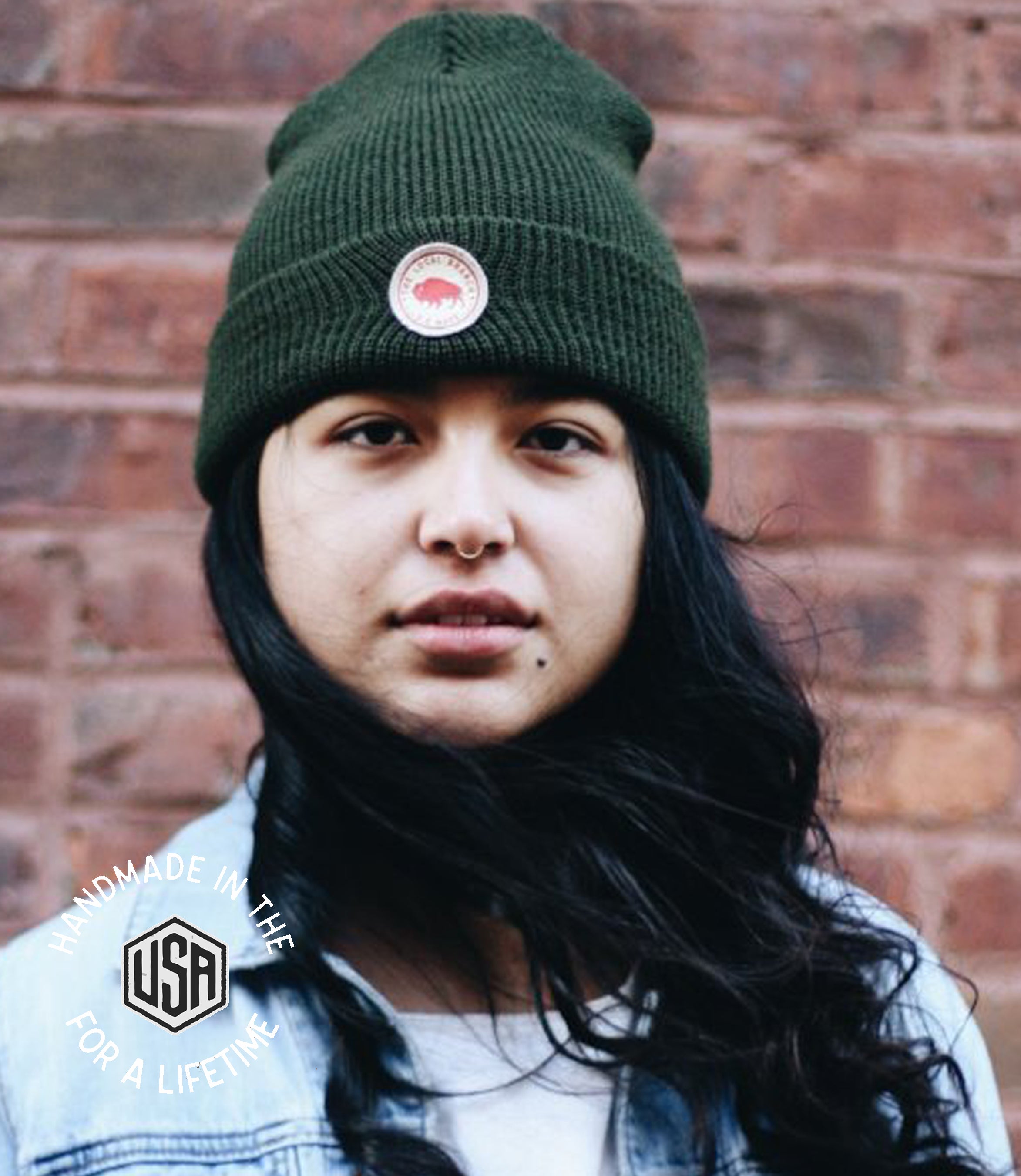 Bison Beanie Forest Green - USA MADE – The Local Branch display picture 2