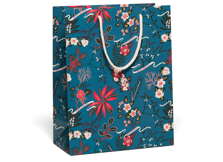 Blue Poinsettia Holiday Bag - The Local Branch