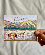 Many Thanks Western Horse Pasture Greeting Card