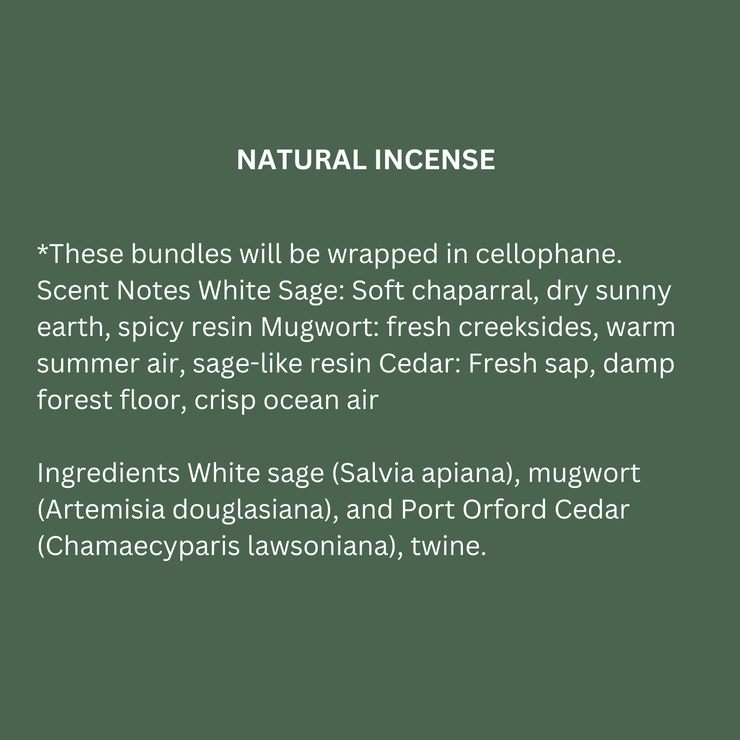 Natural Incense - Sage | Mugwort | Cedar - USA Made