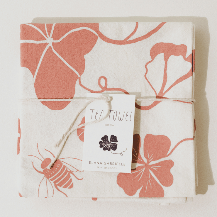 Nasturtium Tea Towel: Blueberry