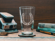 Horseshoe Etched Old Fashion Rocks Glass