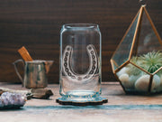 Horseshoe Etched Old Fashion Rocks Glass