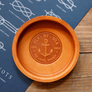 Flx ny USA made the local branch leather stamped round  valet with anchor