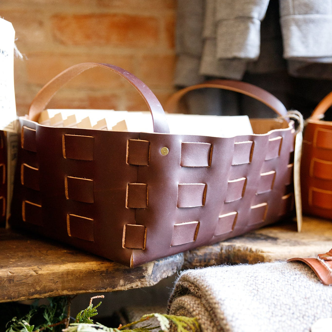 【週末SALE】Ch!iiibag Big Leather Basket Large Leather Woven Basket - USA Made – The Local Branch