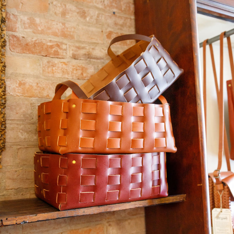Large Leather Woven Basket - USA Made – The Local Branch