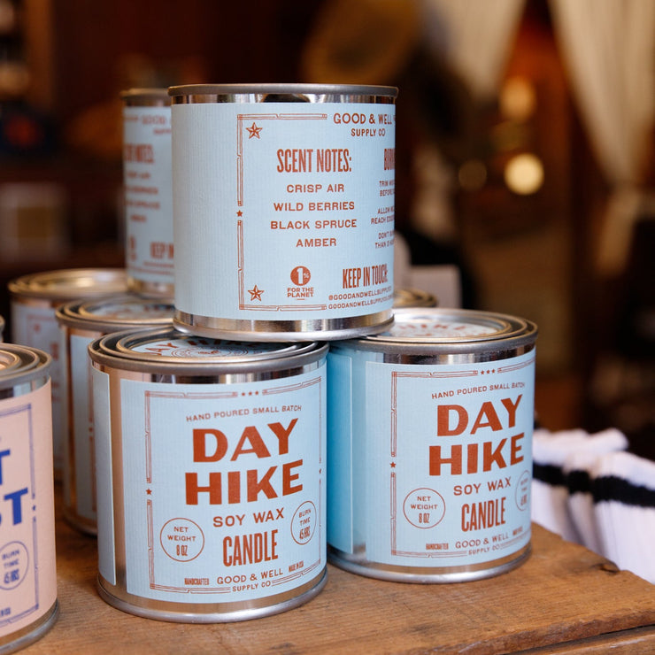 day hike soy candle crisp air wild berries black spruce and amber scent