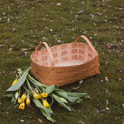 Large Leather Woven Basket