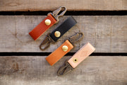 Leather loop brass key clip with built in bottle opener