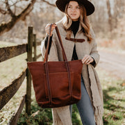 Tote bag that converts to a backpack. leather backpack, leather tote, convertible bag, genuine leather, top grain leather, backpack tote, leather messenger bag, artisan leather, artisan leather bag, usa made, made in America, small makers, The Local Branch