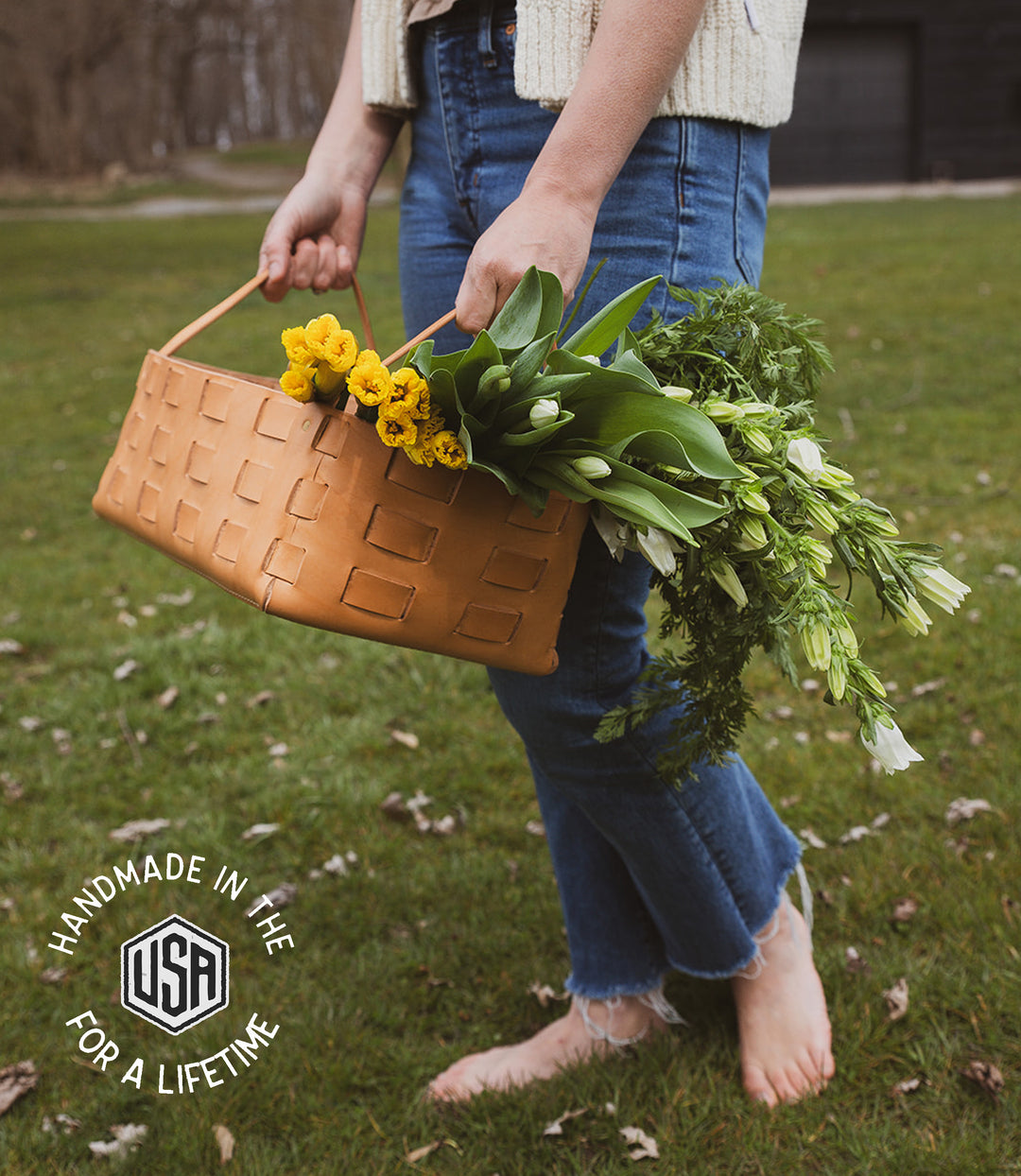 Large Leather Woven Basket - USA Made – The Local Branch