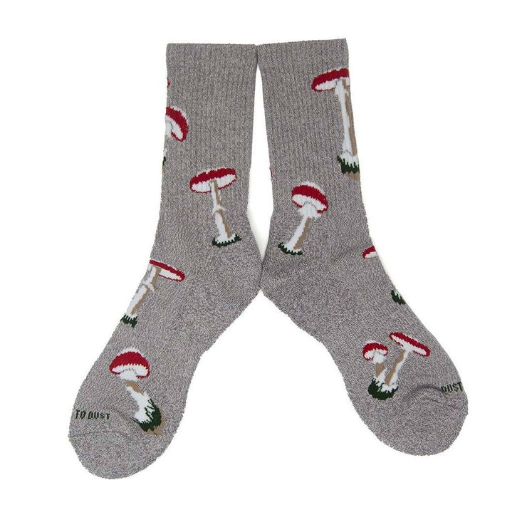 Grey socks with mushrooms