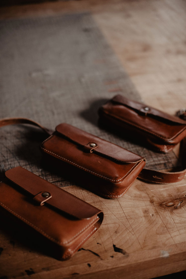 Snapshot of worn in Wanderer Bag and belt
