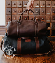 handmade leather duffle bag made by The Local Branch