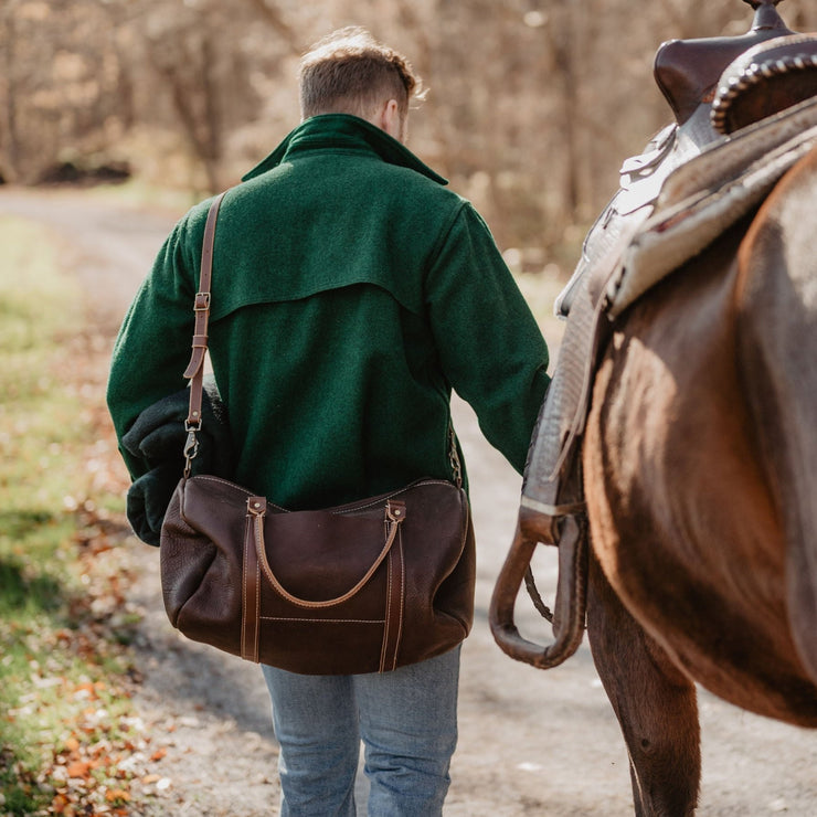 Leather duffle bag handmade by The Local Branch