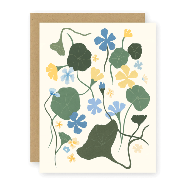Blue Nasturtiums Greeting Card - USA Made