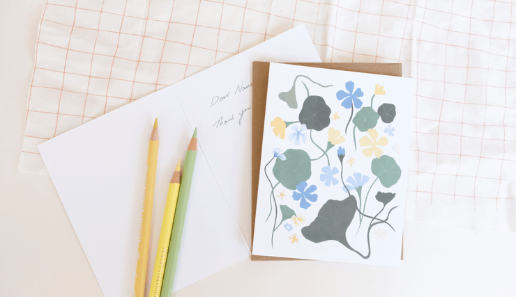 Blue Nasturtiums Greeting Card - USA Made