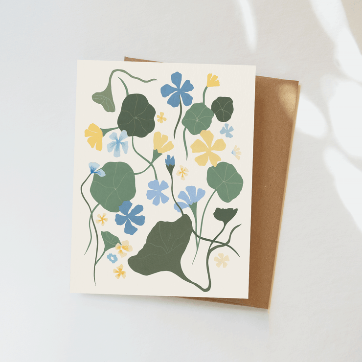 Blue Nasturtiums Greeting Card - USA Made