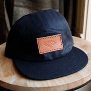 5-panel hat black with leather local branch patch