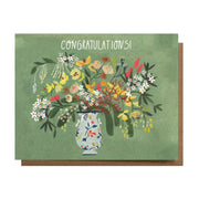 Congratulations green floral greeting card 