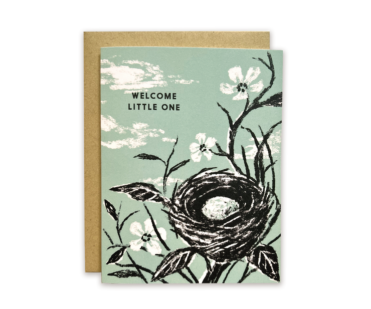 Welcome Little One Nest Greeting Card - USA Made