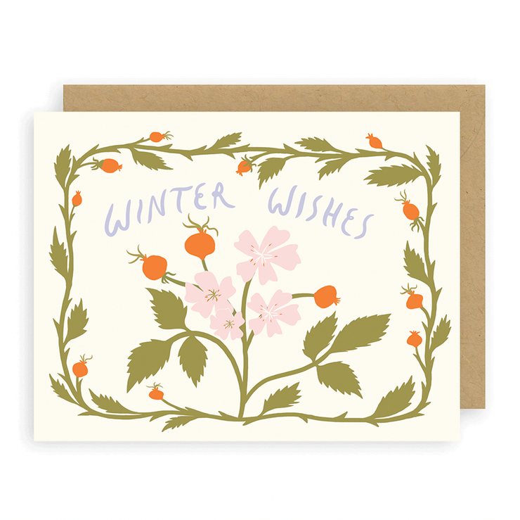 Rosehips Winter Wishes Greeting Card - USA Made