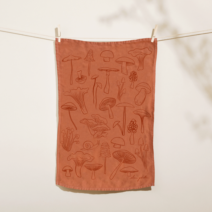 Mushrooms Linen Tea Towel