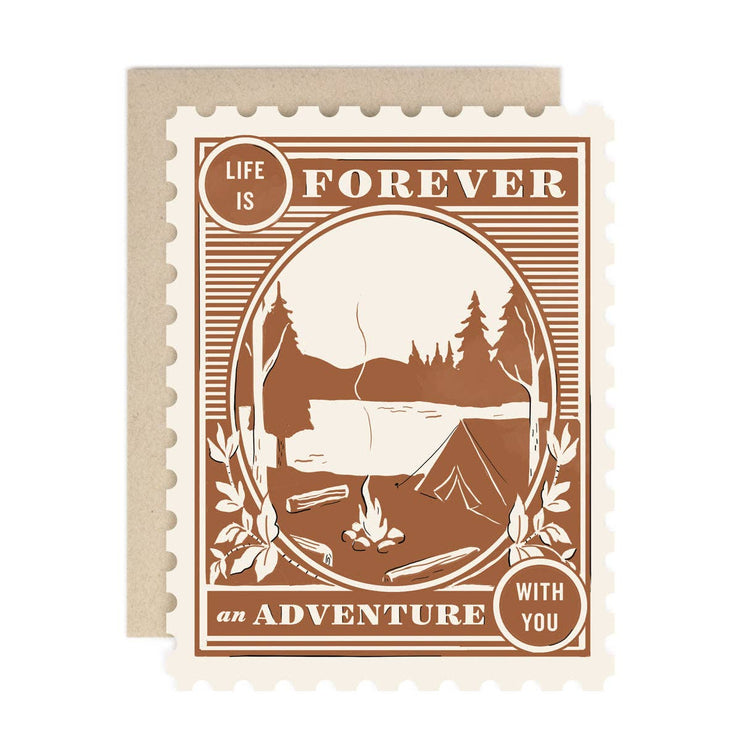 Life is forever an adventure with you flat note card campsite