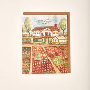 Here’s to the simple things in life greeting card watercolor farm house and gardens