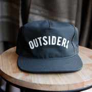 green baseball hat with outsiders stitched on it usa made