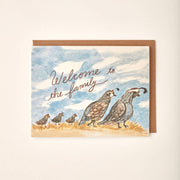 welcome to the family greeting card watercolor family of partridges 