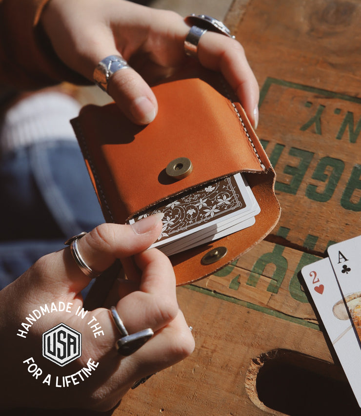 Handmade Leather Playing Card Case - USA MADE Black Handmade Leather Playing Card Case - USA MADE Black