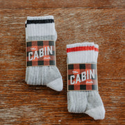 cabin socks with red and black stripe