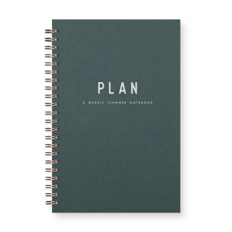 Simple Plan Undated Weekly Planner Journal: Forest Green Cover | White Ink