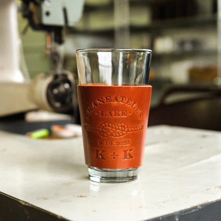 Custom Leather Pint Glass - The Local Branch