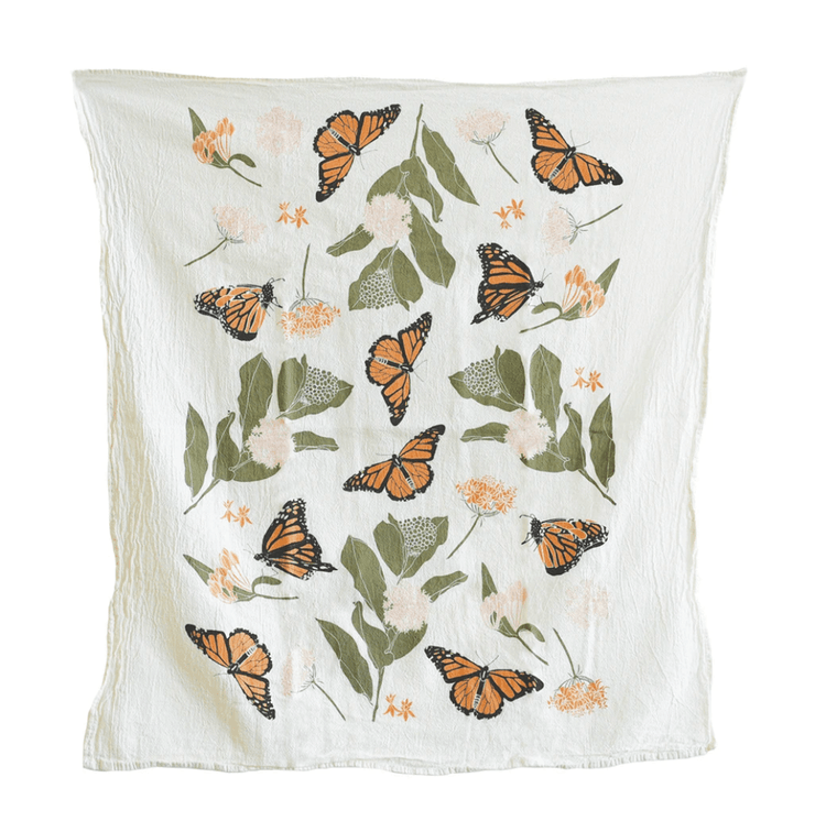 Monarchs + Milkweeds Towel - The Local Branch