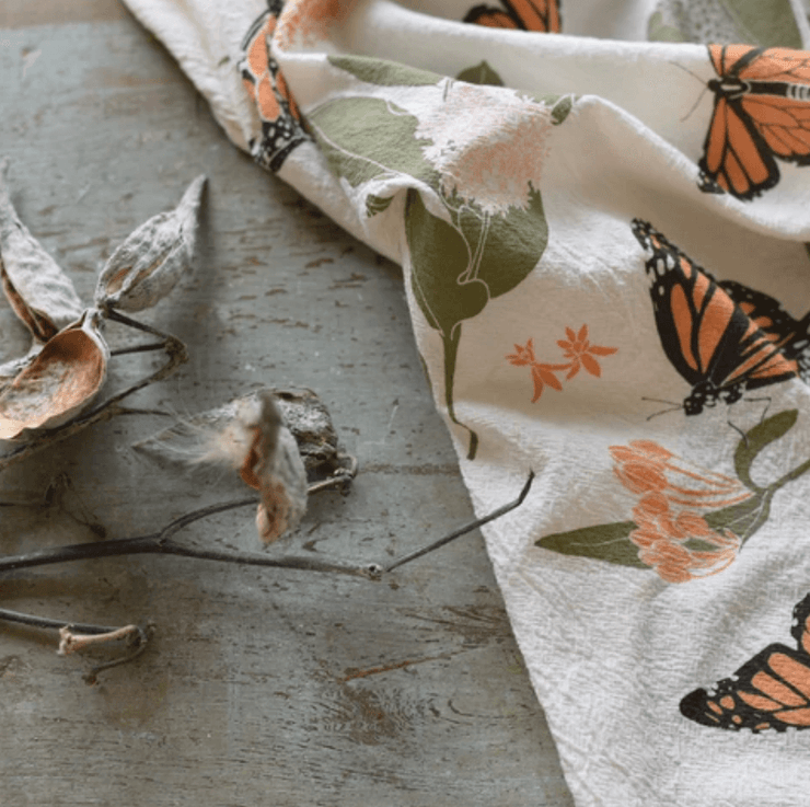 Monarchs + Milkweeds Towel - The Local Branch