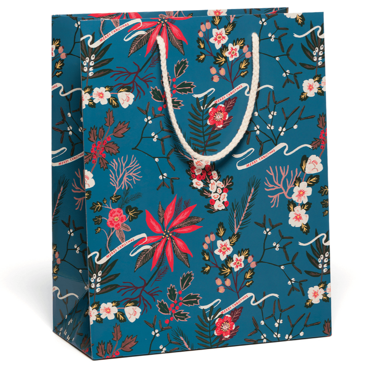 Blue Poinsettia Holiday Bag - The Local Branch