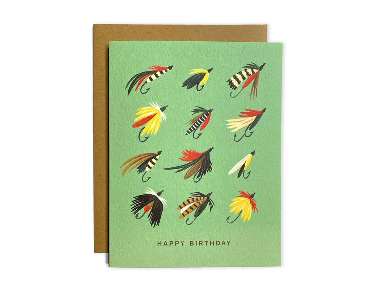 Happy Birthday Fishing Flies Greeting Card - The Local Branch