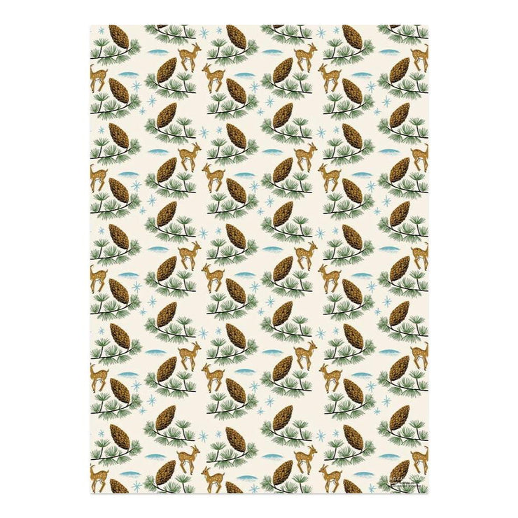 Deer and Pine Cones Wrapping Paper - The Local Branch