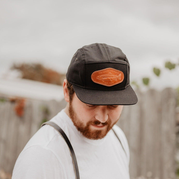 Camp Hat // Black- Leather Patch - The Local Branch