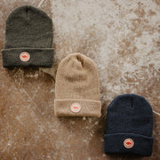 all three colored beanies with small round patch bison and the local branch usa made